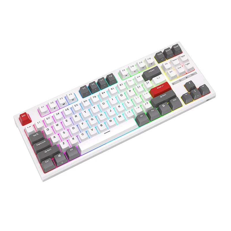 Royal Kludge RK-R87 Single-Mode RGB 87 Keys Hot Swappable Mechanical Keyboard White (Blue Switch)