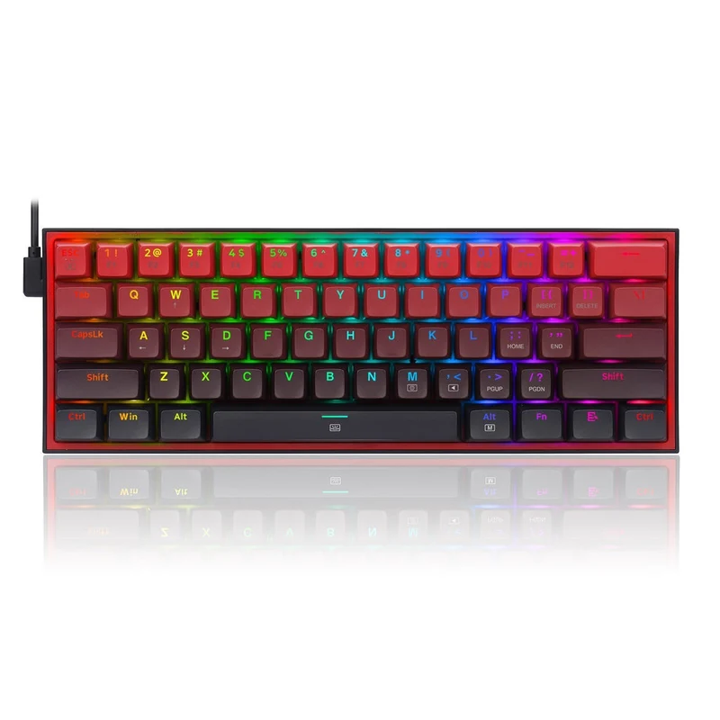 Redragon Fizz RGB Wired Mechanical Gaming Keyboard - Dust-Proof Blue Switch (Gradient Black Red) (K617GBR-RGB)
