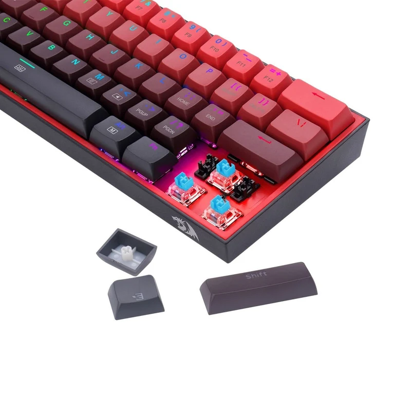 Redragon Fizz RGB Wired Mechanical Gaming Keyboard - Dust-Proof Blue Switch (Gradient Black Red) (K617GBR-RGB)
