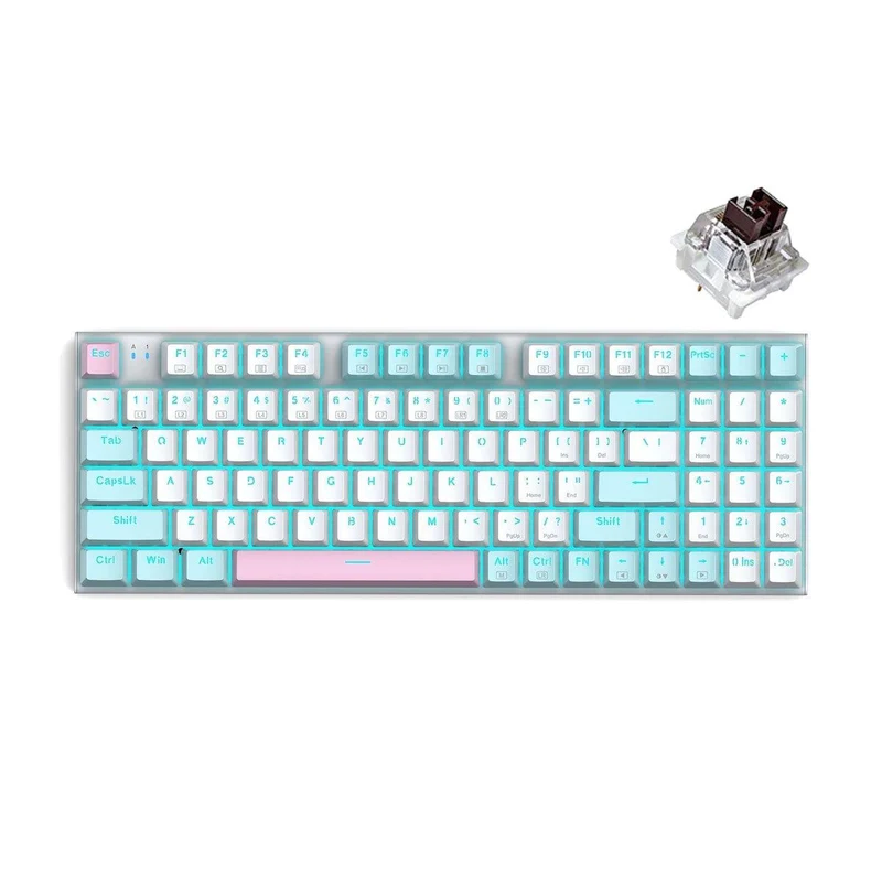 E-Yooso Z-19 Single Light 94 Keys Hot Swappable Mechanical Keyboard White/Blue (Brown Switch)
