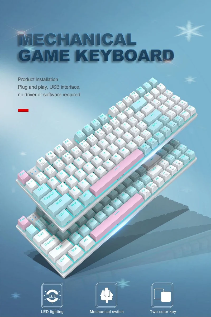 E-Yooso Z-19 Single Light 94 Keys Hot Swappable Mechanical Keyboard White/Blue (Brown Switch)