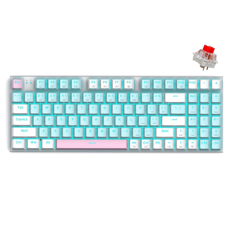 E-YOOSO Z-19 Single Light 94 Keys Hot Swappable Mechanical Keyboard Blue/White (Red Switch)