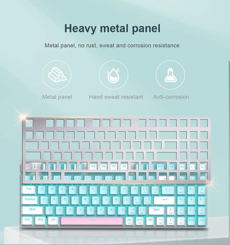 E-YOOSO Z-19 Single Light 94 Keys Hot Swappable Mechanical Keyboard Blue/White (Red Switch)