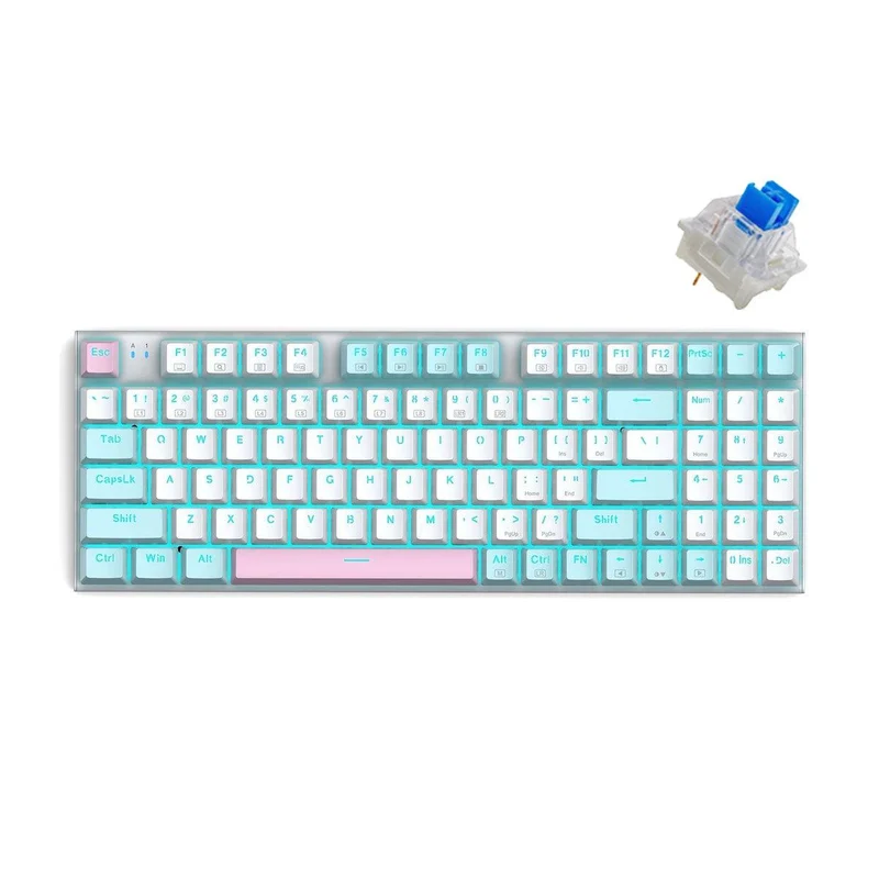E-YOOSO Z-19 Single Light 94 Keys Hot Swappable Mechanical Keyboard White/Blue (Blue Switch)