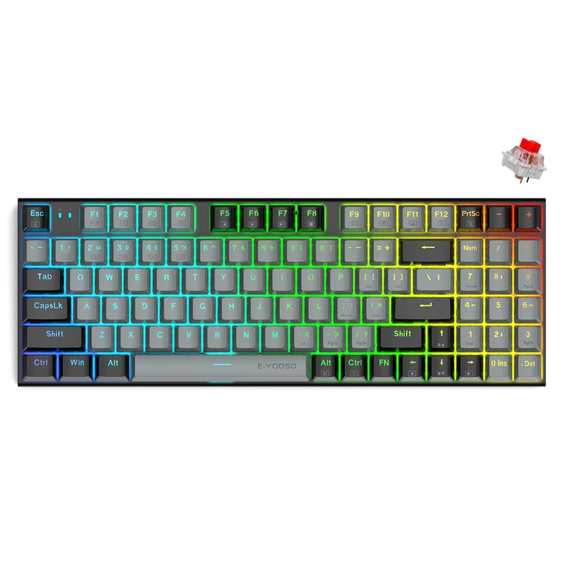 E-YOOSO Z-19 RGB 94 Keys Hot Swappable Mechanical Keyboard Gray/Black (Red Switch)