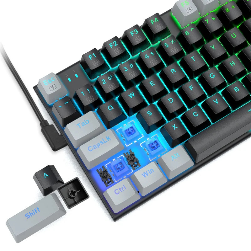 E-YOOSO Z-19 RGB 94 Keys Hot Swappable Mechanical Keyboard Black/Gray (Blue Switch)