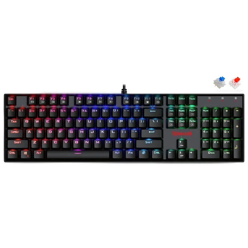 Redragon Mitra V2 RGB Mechanical Gaming Keyboard (K551RGB-1 V2) (Dust-Proof Blue, Dust-Proof Red)