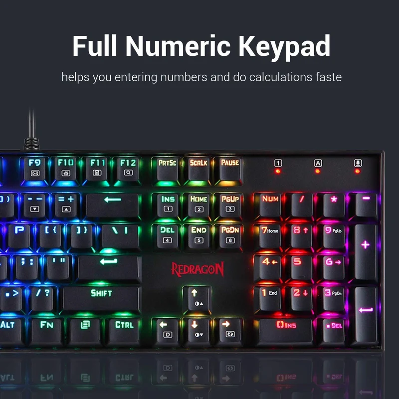 Redragon Mitra V2 RGB Mechanical Gaming Keyboard (K551RGB-1 V2) (Dust-Proof Blue, Dust-Proof Red)