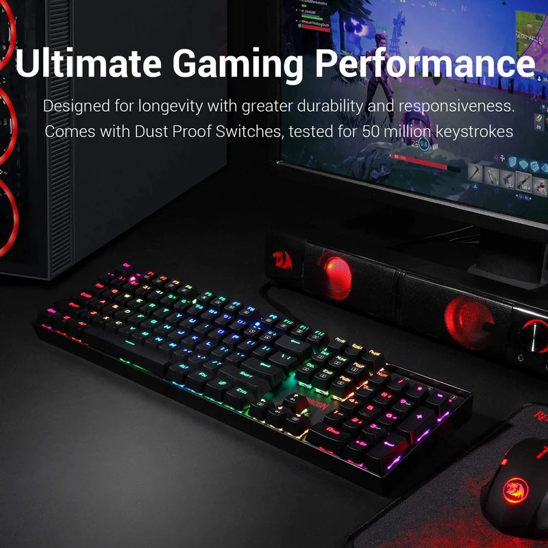 Redragon Mitra V2 RGB Mechanical Gaming Keyboard (K551RGB-1 V2) (Dust-Proof Blue, Dust-Proof Red)