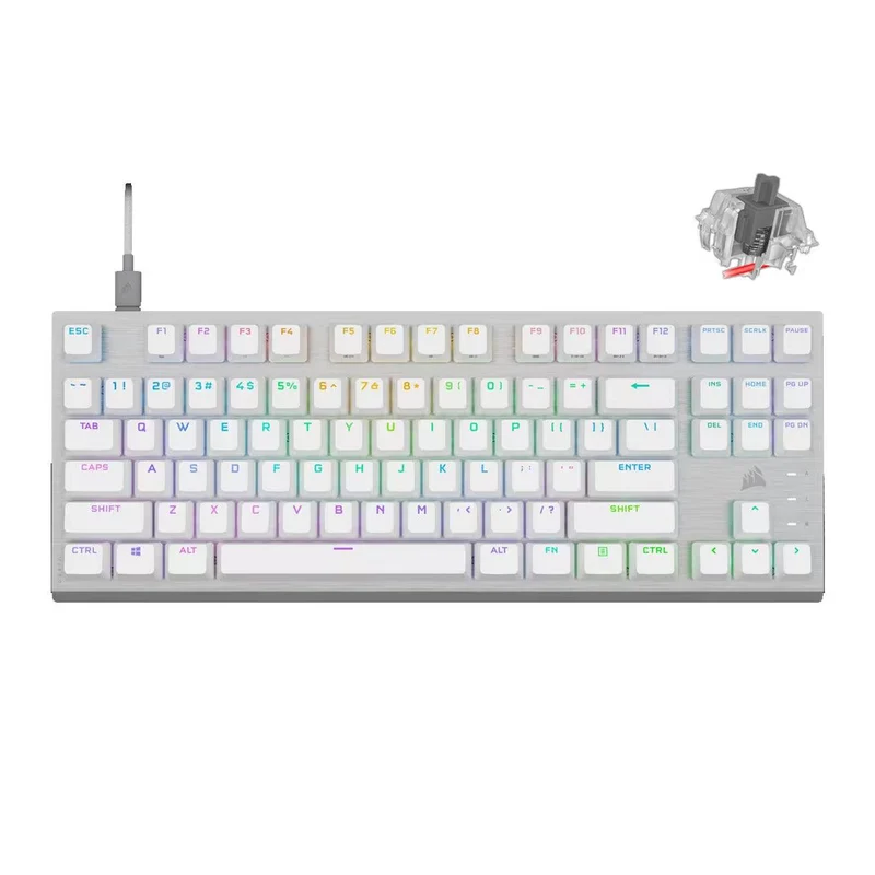Corsair K60 Pro TKL RGB Tenkeyless Optical-Mechanical Gaming Keyboard (White) (Corsair OPX Switch)