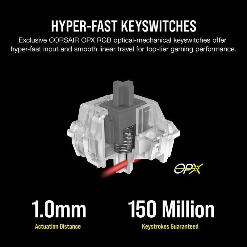 Corsair K60 Pro TKL RGB Tenkeyless Optical-Mechanical Gaming Keyboard (White) (Corsair OPX Switch)