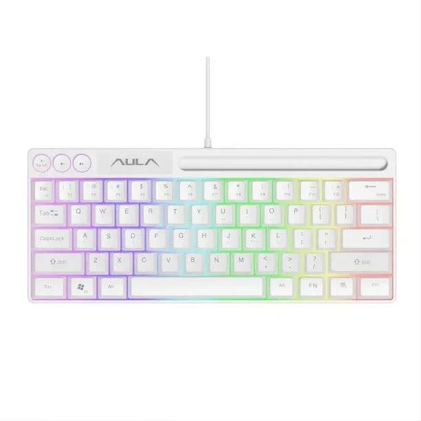 Aula Wind F3061 Membrane RGB TKL Wired Silicone Keyboard (White)