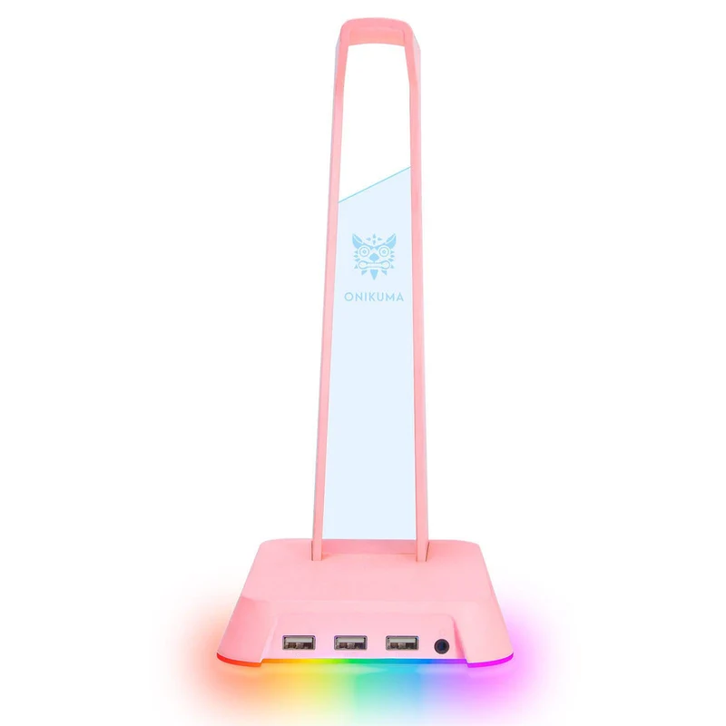 Onikuma ST-2 RGB Headphone Stand With USB Hub (Pink, Black)