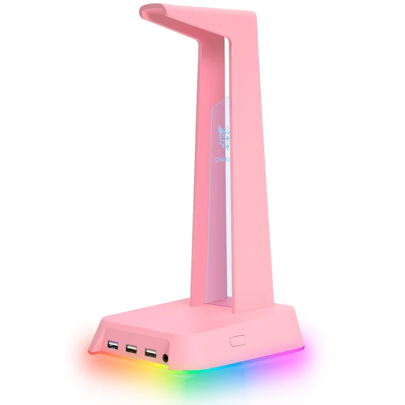 Onikuma ST-2 RGB Headphone Stand With USB Hub (Pink, Black)