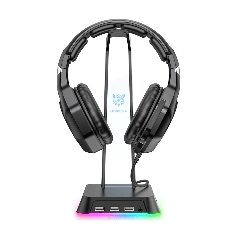 Onikuma ST-2 RGB Headphone Stand With USB Hub (Pink, Black)