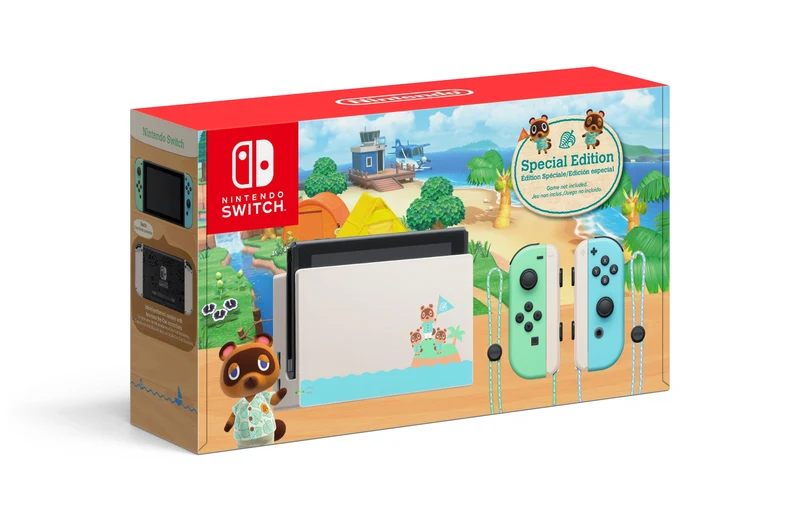 Nintendo Switch Console Animal Crossing New Horizons SE + NSW Dobe Dust-Proof Kit Include Rubber Plug & Toughened Glass Film (TNS-862) Bundle