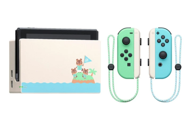 Nintendo Switch Console Animal Crossing New Horizons SE + NSW Dobe Dust-Proof Kit Include Rubber Plug & Toughened Glass Film (TNS-862) Bundle