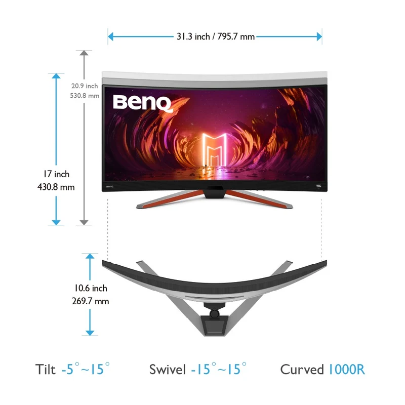 BenQ Mobiuz EX3410R 34-Inch WQHD 1M 144HZ Ultrawide 1000R Curved Gaming Monitor