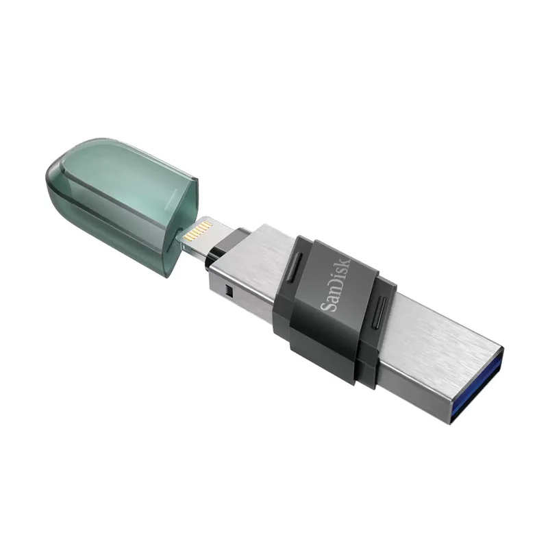 Sandisk IXPAND Flip 64GB 2-IN-1 Flash Drive With Lightning & USB-A Connectors For Iphone & Ipad (Black/Green) (SDIX90N-064G-GN6NN)