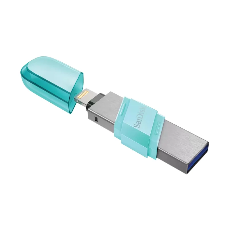 Sandisk IXPAND Flip 128GB 2-IN-1 Flash Drive With Lightning & USB-A Connectors For Iphone & Ipad (Mint Green) (SDIX90N-128G-GN6NJ)