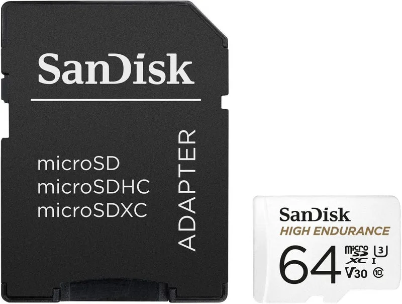Sandisk High Endurance 64GB MicroSDXC Card With Adapter For Dash Cams & Home Security Cameras