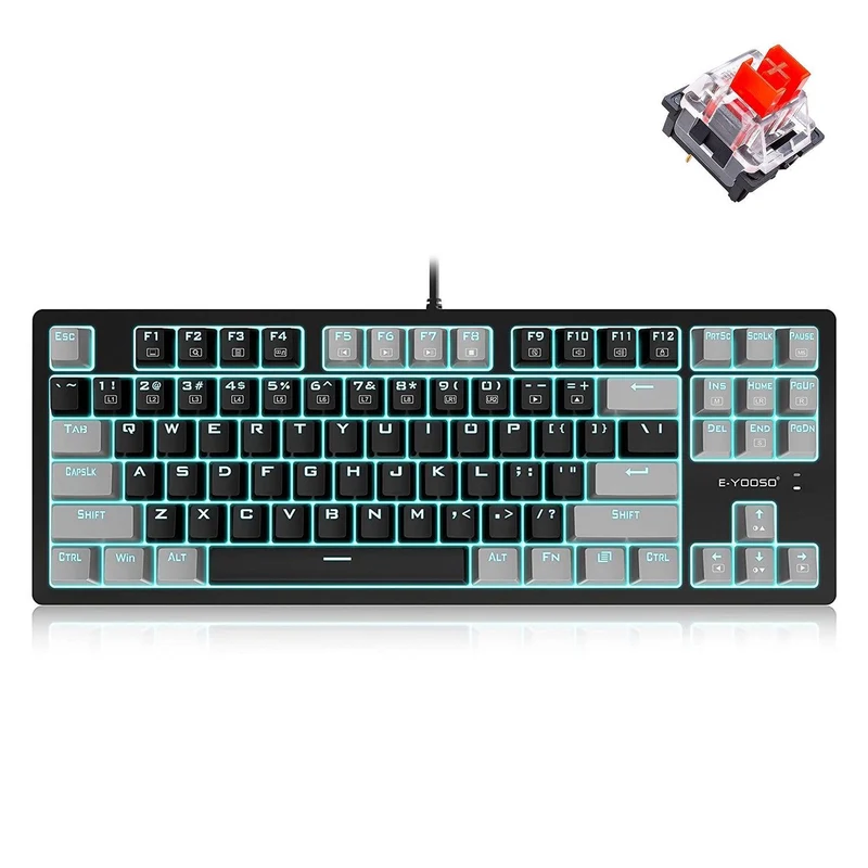 E-YOOSO K-620 Single Light With RGB Side Light 87 Keys Mechanical Keyboard Gray/Black (Red Switch)