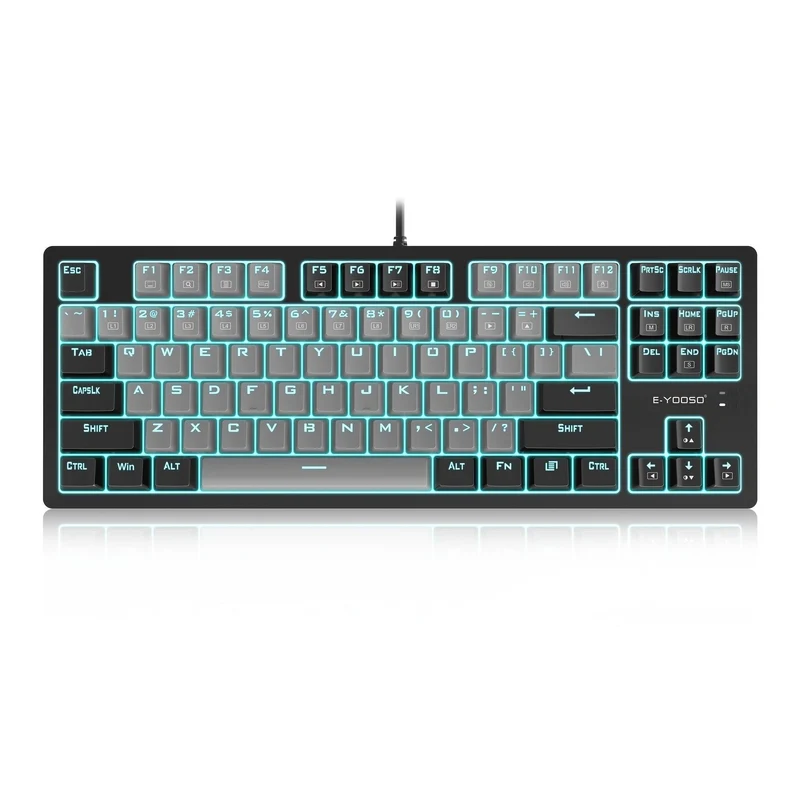 E-YOOSO K-620 Single Light With RGB Side Light 87 Keys Mechanical Keyboard Gray/Black (Red Switch)
