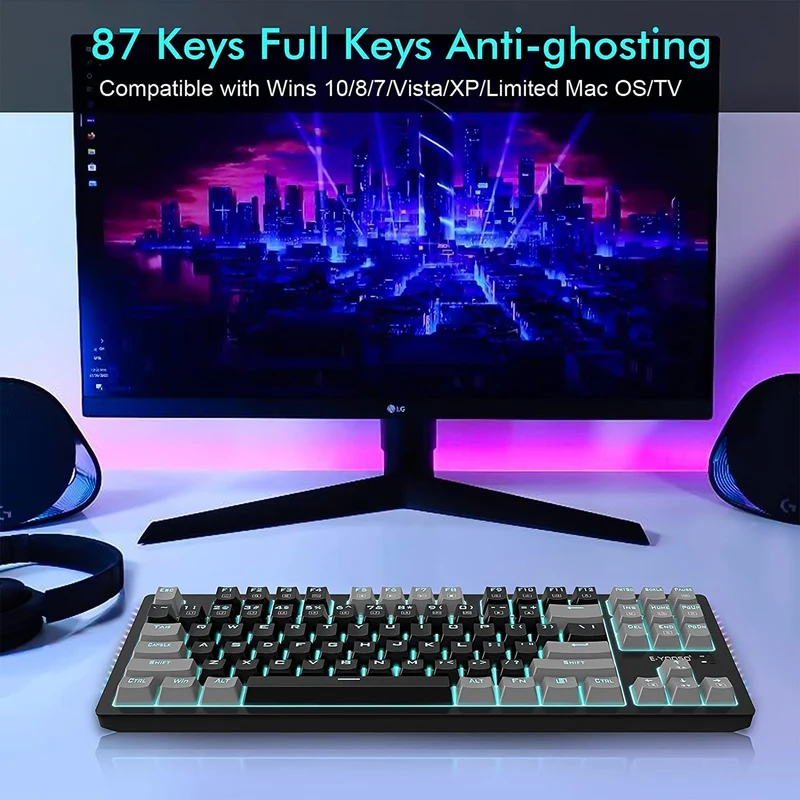 E-YOOSO K-620 Single Light With RGB Side Light 87 Keys Mechanical Keyboard Black/Gray (Blue Switch)