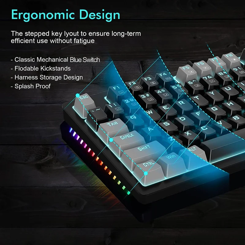 E-YOOSO K-620 Single Light With RGB Side Light 87 Keys Mechanical Keyboard Black/Gray (Blue Switch)