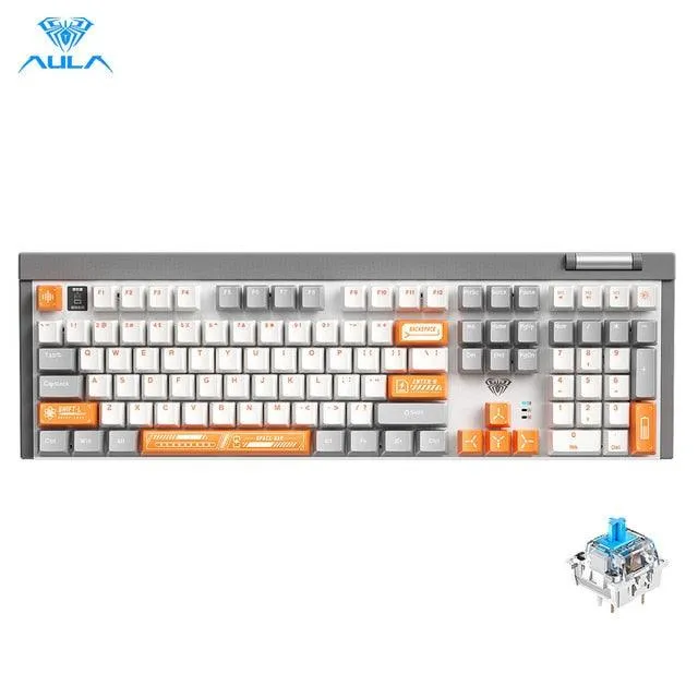 Aula Wind F3050 109-Keys 2.4G+Wired Hot-Swappable Mechanical Gaming Keyboard (Grey) (Blue Switch)