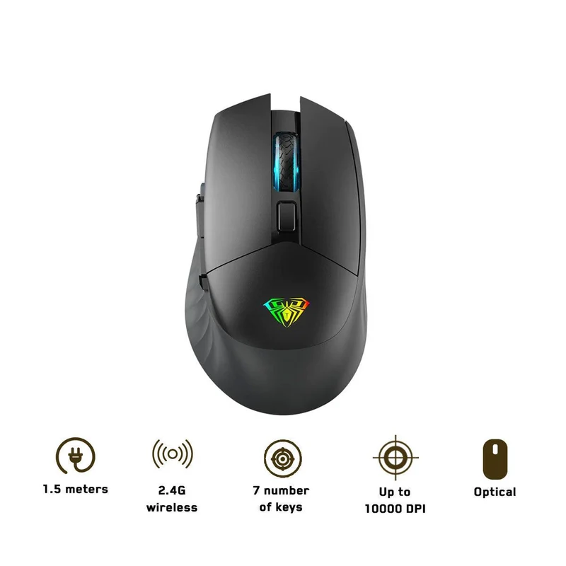 Aula SC520 RGB Dual Mode 2.4G Wireless/Type-C Wired Gaming Mouse (Black)