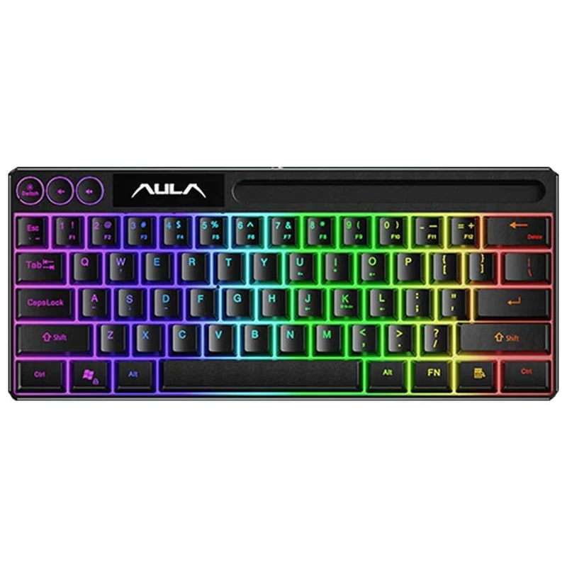 Aula Wind F3061 Membrane RGB TKL Wired Silicone Keyboard (Black)
