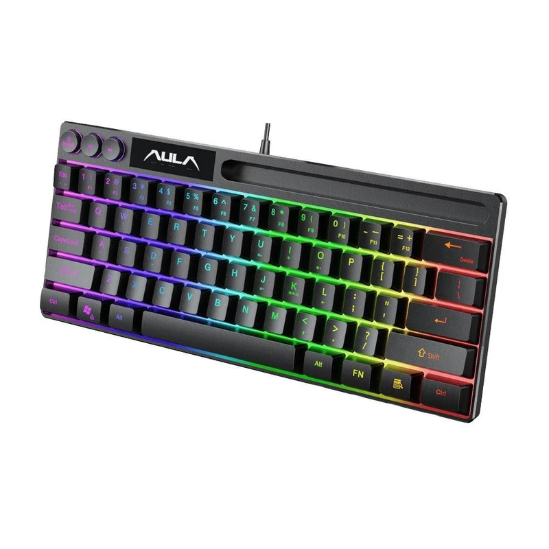 Aula Wind F3061 Membrane RGB TKL Wired Silicone Keyboard (Black)
