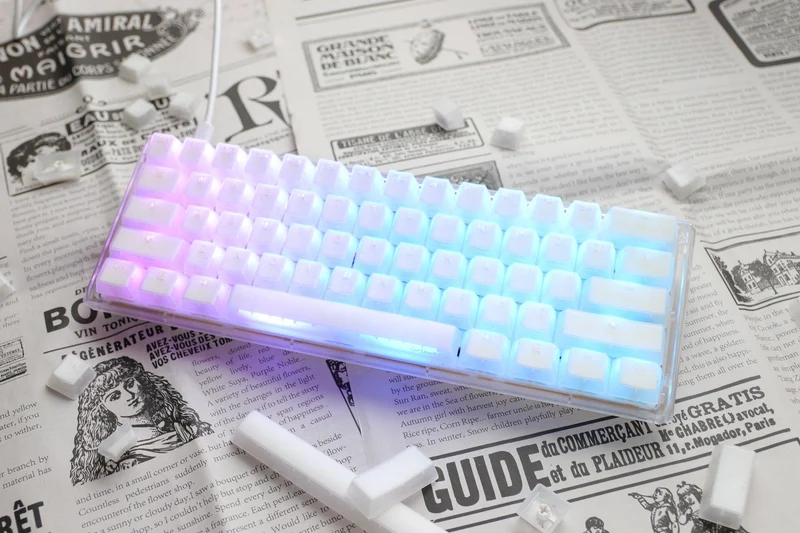 Ducky One 3 Mini Aura White HotSwap RGB Double-Shot PBT Mechanical Keyboard (Cherry RGB Brown) (DKON2161ST-BUSPDAWWWWC1)