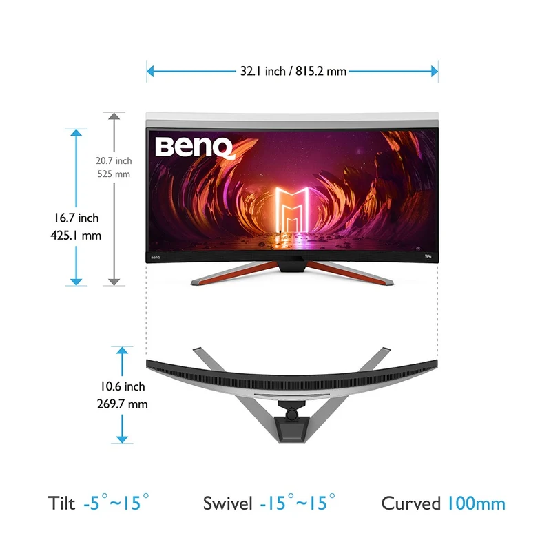 BenQ Mobiuz EX3415R 34" WQHD 144HZ Ultrawide 1900R Curved Gaming Monitor