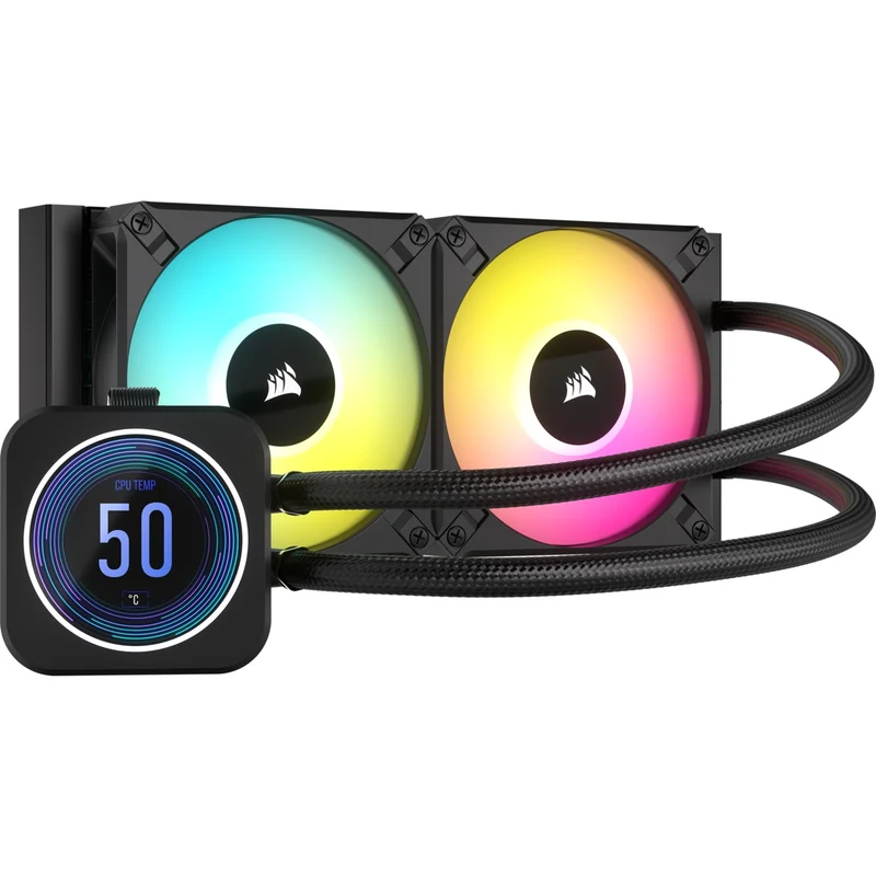 Corsair iCue H100i Elite LCD XT Extreme Performance 240MM RGB Liquid CPU Cooler (Black)