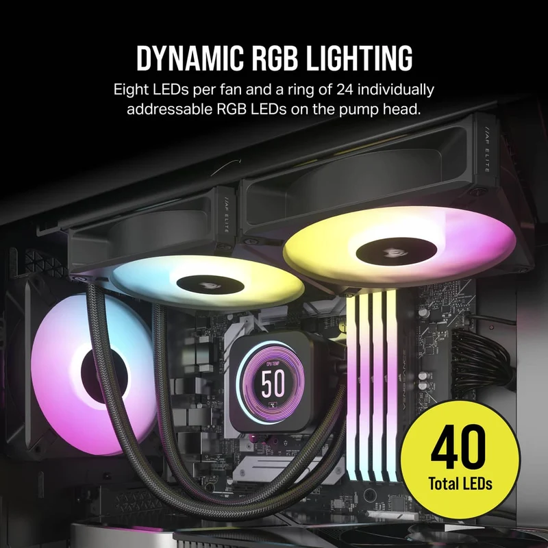 Corsair iCue H100i Elite LCD XT Extreme Performance 240MM RGB Liquid CPU Cooler (Black)