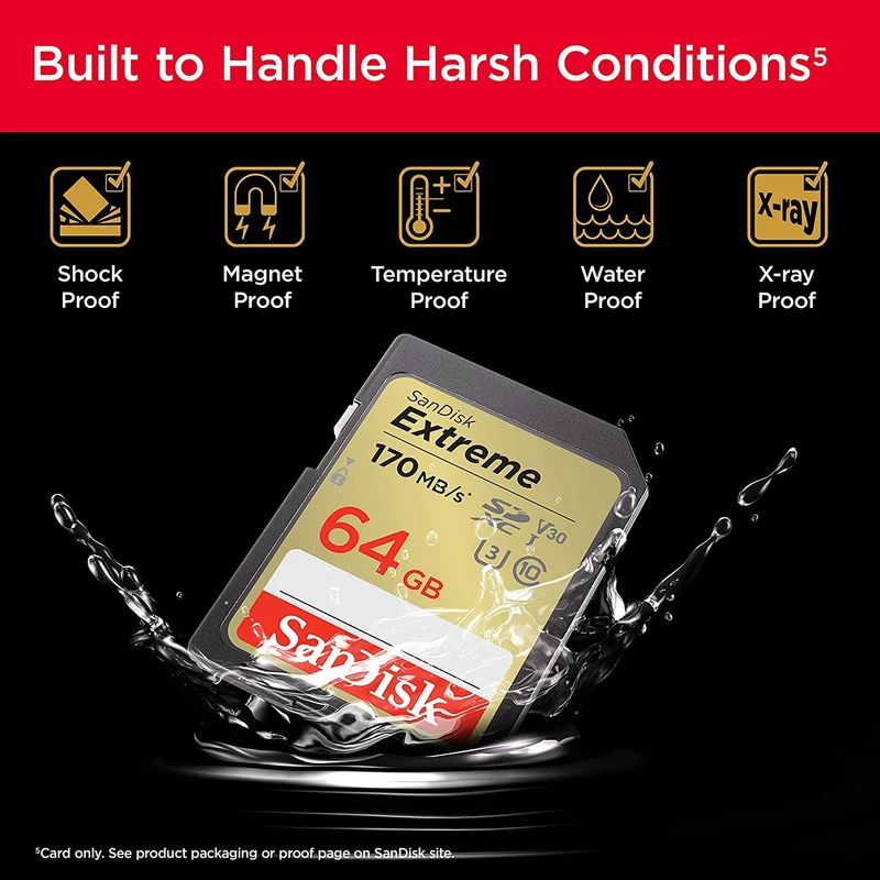 Sandisk Extreme 64GB 170MB/S SDXC UHS-1 Memory Card (SDSDXV2-064G-GNCIN)