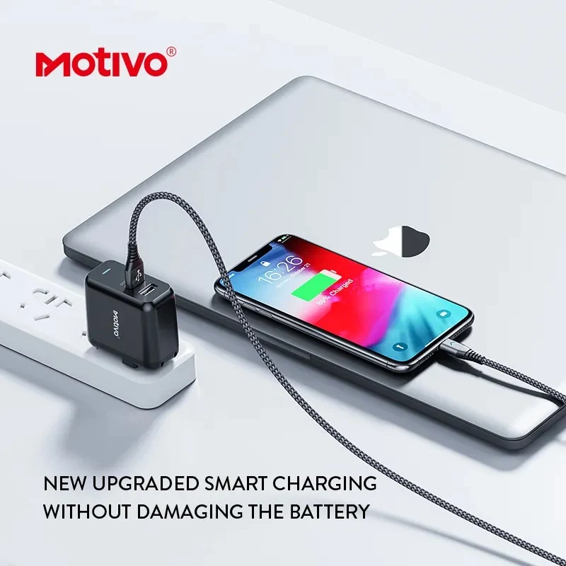 Motivo N10 Travel Adapter Charger Folding Portable Multi-Protection (White) (T0001)