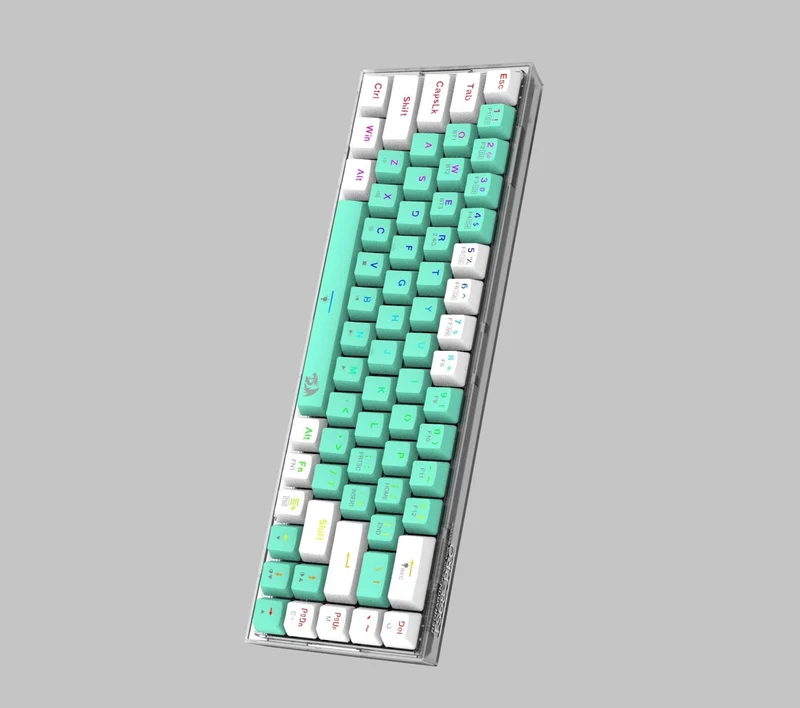 Redragon Castor Pro Wired/2.4G/BT 68-Keys RGB Gaming Keyboard - Yellow Switch (Green/White) (K631RGB-PRO-GW)
