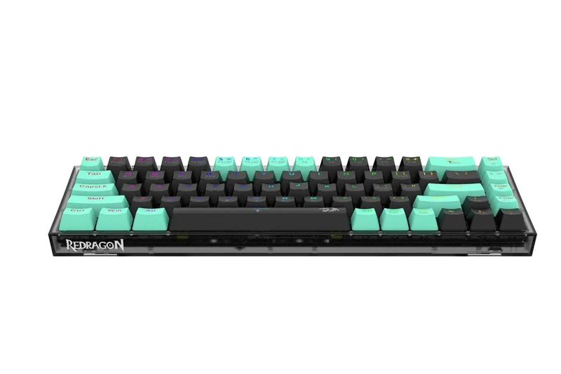Redragon Castor Pro Wired/2.4G/BT 68-Keys RGB Gaming Keyboard - Yellow Switch (Black/Green) (K631RGB-PRO-BG)