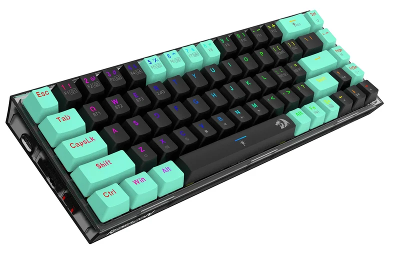 Redragon Castor Pro Wired/2.4G/BT 68-Keys RGB Gaming Keyboard - Yellow Switch (Black/Green) (K631RGB-PRO-BG)