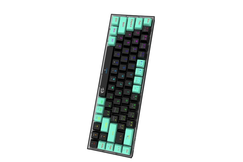 Redragon Castor Pro Wired/2.4G/BT 68-Keys RGB Gaming Keyboard - Yellow Switch (Black/Green) (K631RGB-PRO-BG)