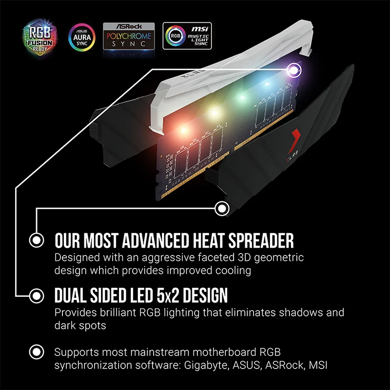 PNY XLR8 Gaming Epic-X RGB 16GB (2X8GB) DDR4 3200MHZ CL16 1.3V Desktop Memory (Black) (MD16GK2D4320016XRGB)