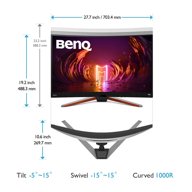 BenQ Mobiuz EX3210R 31.5" QHD 1MS 165HZ 1000R Curved Gaming Monitor