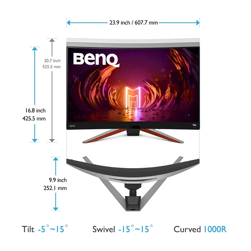 BenQ Mobiuz EX2710R 27" QHD 1MS 165HZ 1000R Curved Gaming Monitor