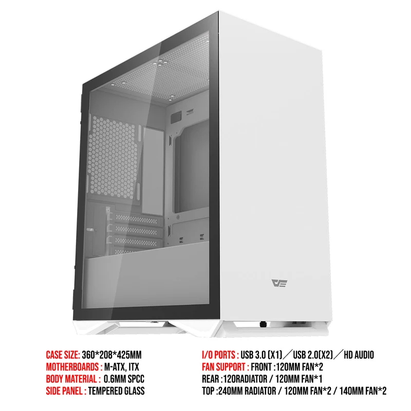 Darkflash DLM 22 Luxury M-ATX PC Case (White)