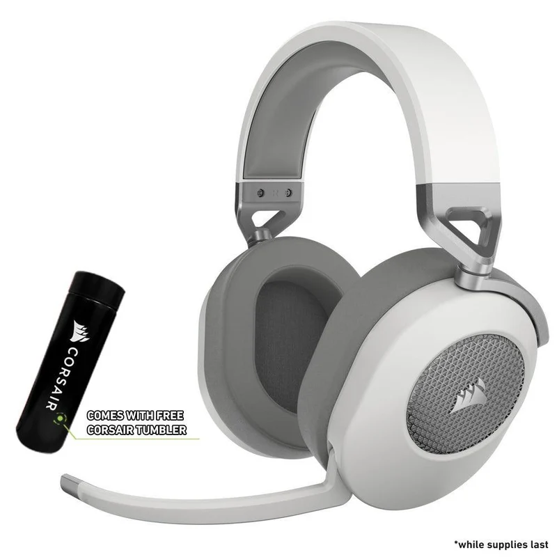 Corsair HS65 Wireless 2.4GHZ/BT 5.2/Dolby Audio 7.1 Lightweight Gaming Headset For PC/ Mac/ PS4/ PS5 (White)