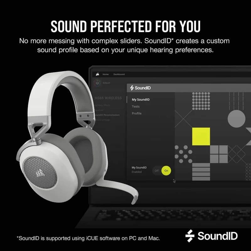 Corsair HS65 Wireless 2.4GHZ/BT 5.2/Dolby Audio 7.1 Lightweight Gaming Headset For PC/ Mac/ PS4/ PS5 (White)