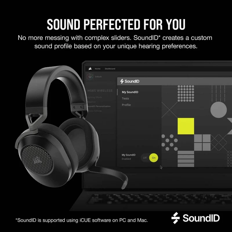 Corsair HS65 Wireless 2.4GHZ/BT 5.2/Dolby Audio 7.1 Lightweight Gaming Headset For PC/ Mac/ PS4/ PS5 (Carbon)